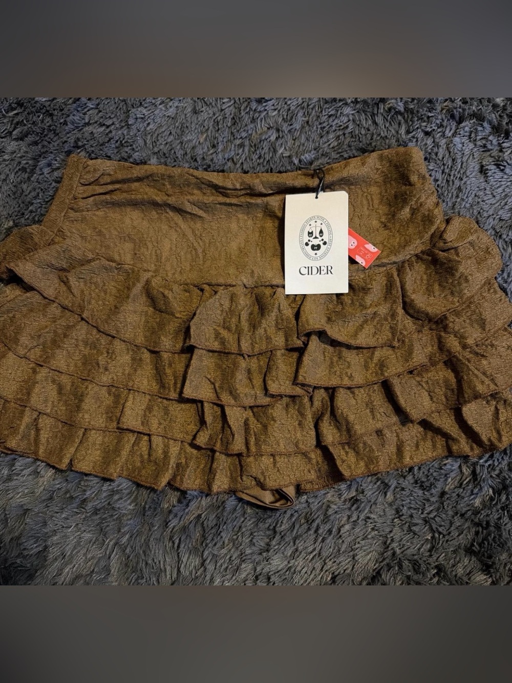 Cider Brown Ruffled Tiered Mini Skirt